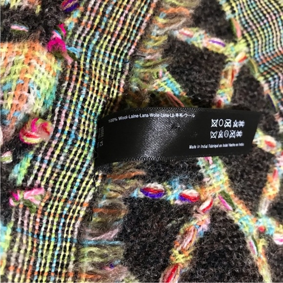 Anthropologie & Urban Outfitters 100% Wool Shawl Scarf Multicolored & Textured - Picture 11 of 13